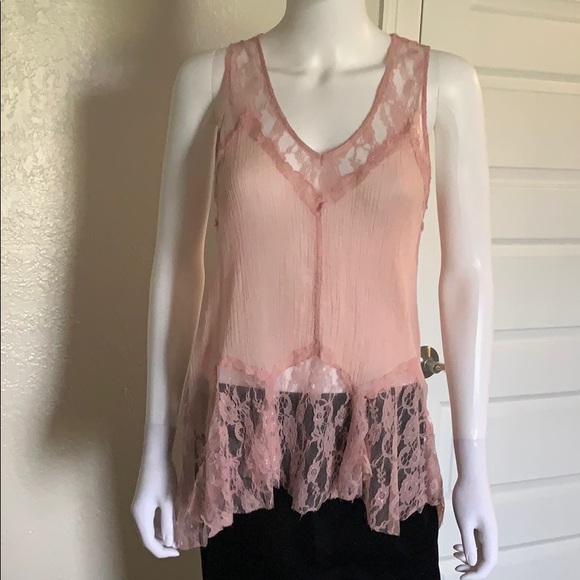 Forever 21 Tops - Pink Floral Lace Sheer Shirt